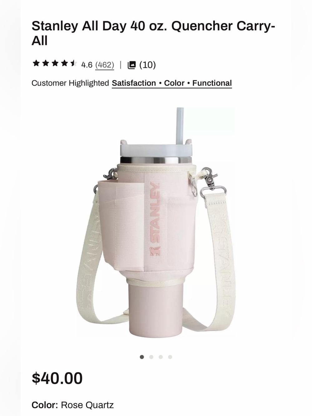 Stanley 40oz Quencher Carry All Pink Quartz New In Box - Picture 5 of 5
